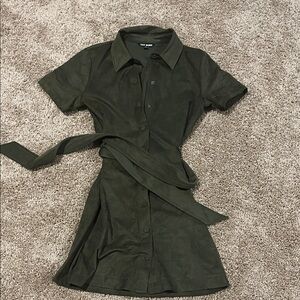 Steve Madden Olive Green Suede Belted Mini Dress